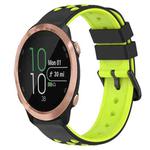 For Garmin Forerunner 645 Music 20mm Two-Color Porous Silicone Watch Band(Black+Lime Green)