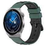 For Huawei Watch GT3 Pro 43mm 20mm Two-Color Porous Silicone Watch Band(Olive Green+Black)