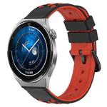 For Huawei Watch GT3 Pro 43mm 20mm Two-Color Porous Silicone Watch Band(Black+Red)