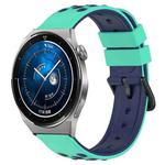 For Huawei Watch GT3 Pro 43mm 20mm Two-Color Porous Silicone Watch Band(Lime Green+Blue)