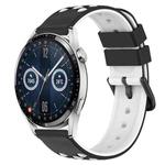 For Huawei Watch GT3 42mm 20mm Two-Color Porous Silicone Watch Band(Black+White)