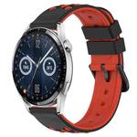 For Huawei Watch GT3 42mm 20mm Two-Color Porous Silicone Watch Band(Black+Red)