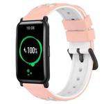 For Honor Watch ES 20mm Two-Color Porous Silicone Watch Band(Pink+White)
