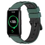 For Honor Watch ES 20mm Two-Color Porous Silicone Watch Band(Olive Green+Black)