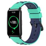 For Honor Watch ES 20mm Two-Color Porous Silicone Watch Band(Lime Green+Blue)