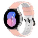 For Samsung Galaxy Watch5 44mm 20mm Two-Color Porous Silicone Watch Band(Pink+White)