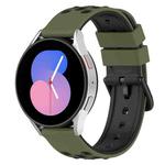 For Samsung Galaxy Watch5 44mm 20mm Two-Color Porous Silicone Watch Band(Army Green + Black)