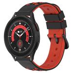 For Samsung Galaxy Watch5 Pro 45mm 20mm Two-Color Porous Silicone Watch Band(Black+Red)