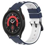 For Samsung Galaxy Watch5 Pro 45mm 20mm Two-Color Porous Silicone Watch Band(Midnight Blue + White)