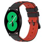 For Samsung Galaxy Watch4 44mm 20mm Two-Color Porous Silicone Watch Band(Black+Red)