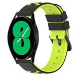 For Samsung Galaxy Watch4 44mm 20mm Two-Color Porous Silicone Watch Band(Black+Lime Green)