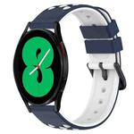 For Samsung Galaxy Watch4 44mm 20mm Two-Color Porous Silicone Watch Band(Midnight Blue + White)