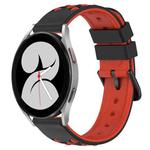 For Samsung Galaxy Watch4 40mm 20mm Two-Color Porous Silicone Watch Band(Black+Red)