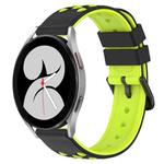 For Samsung Galaxy Watch4 40mm 20mm Two-Color Porous Silicone Watch Band(Black+Lime Green)