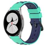 For Samsung Galaxy Watch4 40mm 20mm Two-Color Porous Silicone Watch Band(Lime Green+Blue)