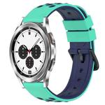 For Samsung  Galaxy Watch4 Classic 42mm 20mm Two-Color Porous Silicone Watch Band(Lime Green+Blue)