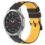 For Samsung  Galaxy Watch4 Classic 46mm 20mm Two-Color Porous Silicone Watch Band(Black+Yellow)