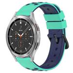 For Samsung  Galaxy Watch4 Classic 46mm 20mm Two-Color Porous Silicone Watch Band(Lime Green+Blue)