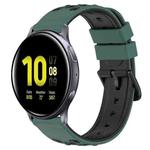 For Samsung Galaxy Watch Active2 40mm 20mm Two-Color Porous Silicone Watch Band(Olive Green+Black)