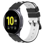 For Samsung Galaxy Watch Active2 40mm 20mm Two-Color Porous Silicone Watch Band(Black+White)
