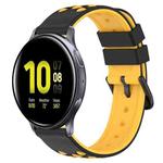 For Samsung Galaxy Watch Active2 40mm 20mm Two-Color Porous Silicone Watch Band(Black+Yellow)