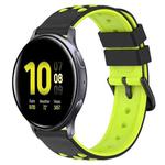 For Samsung Galaxy Watch Active2 40mm 20mm Two-Color Porous Silicone Watch Band(Black+Lime Green)