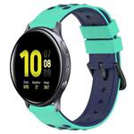 For Samsung Galaxy Watch Active2 40mm 20mm Two-Color Porous Silicone Watch Band(Lime Green+Blue)