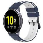 For Samsung Galaxy Watch Active2 40mm 20mm Two-Color Porous Silicone Watch Band(Midnight Blue + White)