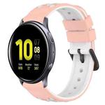 For Samsung Galaxy Watch Active2 44mm 20mm Two-Color Porous Silicone Watch Band(Pink+White)