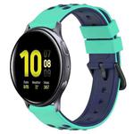 For Samsung Galaxy Watch Active2 44mm 20mm Two-Color Porous Silicone Watch Band(Lime Green+Blue)