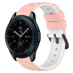 For Samsung Galaxy Watch 42mm 20mm Two-Color Porous Silicone Watch Band(Pink+White)
