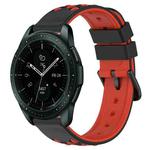 For Samsung Galaxy Watch 42mm 20mm Two-Color Porous Silicone Watch Band(Black+Red)