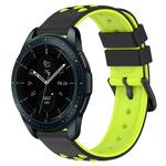 For Samsung Galaxy Watch 42mm 20mm Two-Color Porous Silicone Watch Band(Black+Lime Green)