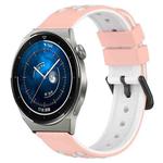 For Huawei Watch GT3 Pro 46mm 22mm Two-Color Porous Silicone Watch Band(Pink+White)