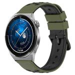 For Huawei Watch GT3 Pro 46mm 22mm Two-Color Porous Silicone Watch Band(Army Green + Black)