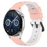 For Huawei Watch GT3 46mm 22mm Two-Color Porous Silicone Watch Band(Pink+White)