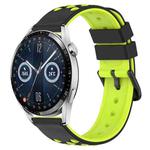 For Huawei Watch GT3 46mm 22mm Two-Color Porous Silicone Watch Band(Black+Lime Green)