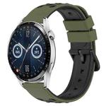 For Huawei Watch GT3 46mm 22mm Two-Color Porous Silicone Watch Band(Army Green + Black)