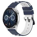 For Huawei Watch GT3 46mm 22mm Two-Color Porous Silicone Watch Band(Midnight Blue + White)