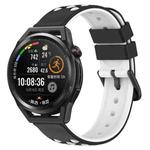 For Huawei Watch GT Runner 22mm Two-Color Porous Silicone Watch Band(Black+White)