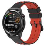 For Huawei Watch GT Runner 22mm Two-Color Porous Silicone Watch Band(Black+Red)