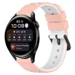 For Huawei Watch 3 22mm Two-Color Porous Silicone Watch Band(Pink+White)