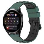 For Huawei Watch 3 22mm Two-Color Porous Silicone Watch Band(Olive Green+Black)