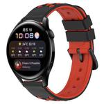 For Huawei Watch 3 22mm Two-Color Porous Silicone Watch Band(Black+Red)