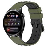 For Huawei Watch 3 22mm Two-Color Porous Silicone Watch Band(Army Green + Black)