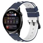 For Huawei Watch 3 22mm Two-Color Porous Silicone Watch Band(Midnight Blue + White)