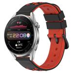 For Huawei Watch 3 Pro 22mm Two-Color Porous Silicone Watch Band(Black+Red)