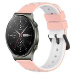 For Huawei GT2 Pro 22mm Two-Color Porous Silicone Watch Band(Pink+White)