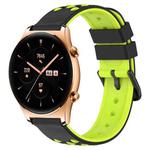 For Honor Watch GS 3 22mm Two-Color Porous Silicone Watch Band(Black+Lime Green)