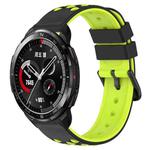 For Honor Watch GS Pro 22mm Two-Color Porous Silicone Watch Band(Black+Lime Green)